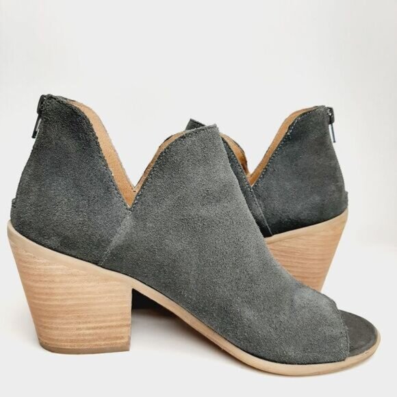 SUSINA | Carina Lea Genuine Suede Peep Toe Ankle Cut-Out Booties Sz 8.5 M - Picture 9 of 12